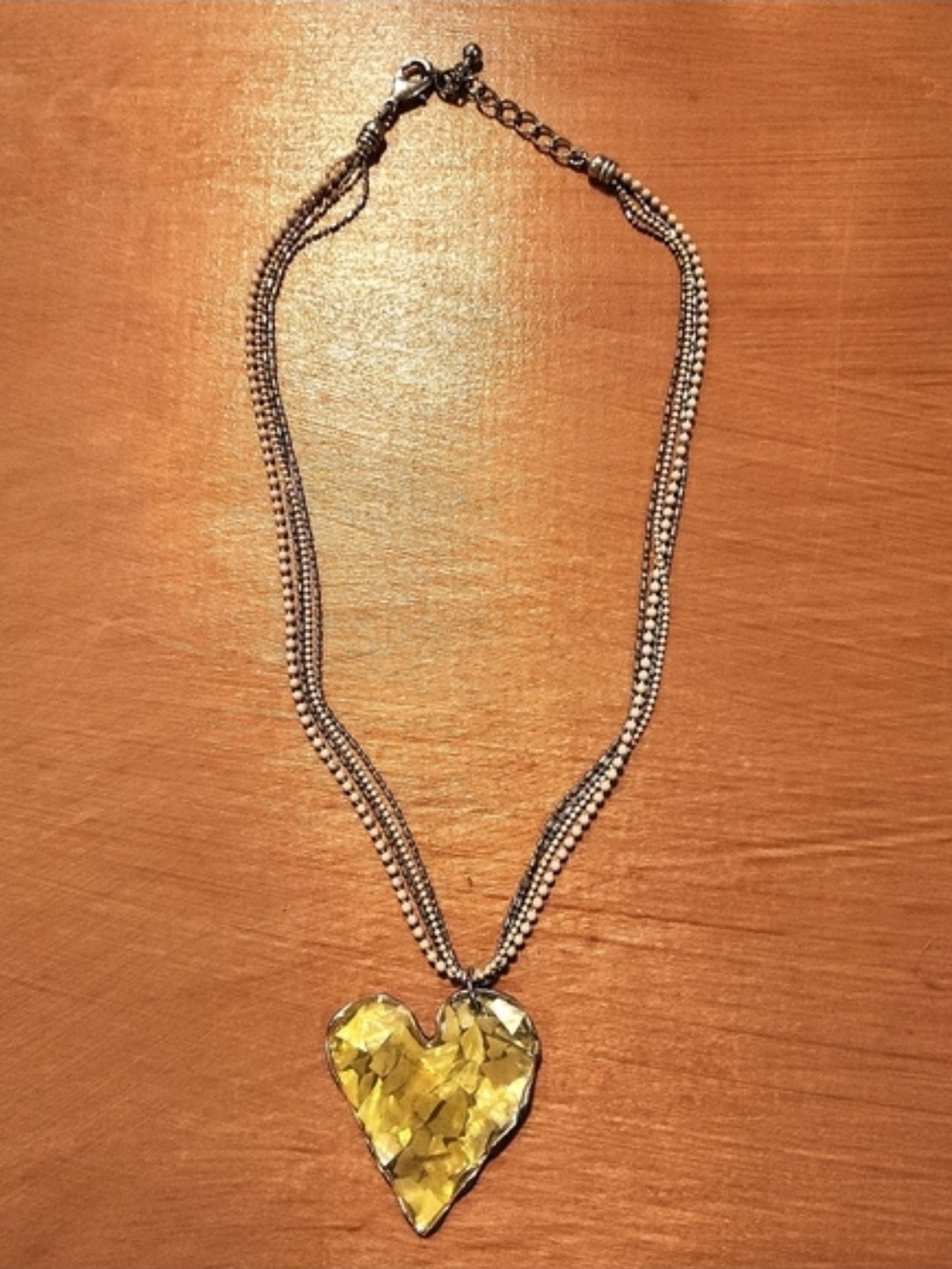 Hand Crafted Yellow Mosaic Heart Necklace
